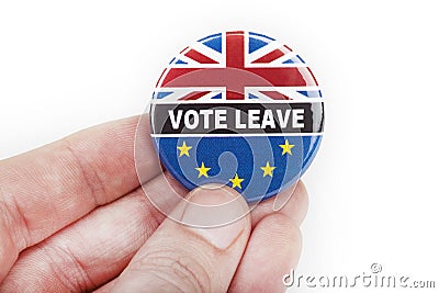 Vote Leave Badge Editorial Stock Photo